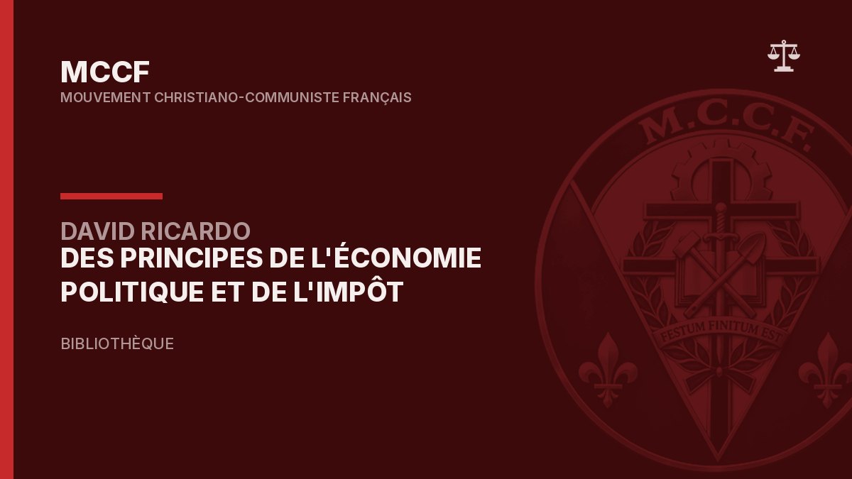 Des principes de l’économie politique et de l’impôt, de David Ricardo.