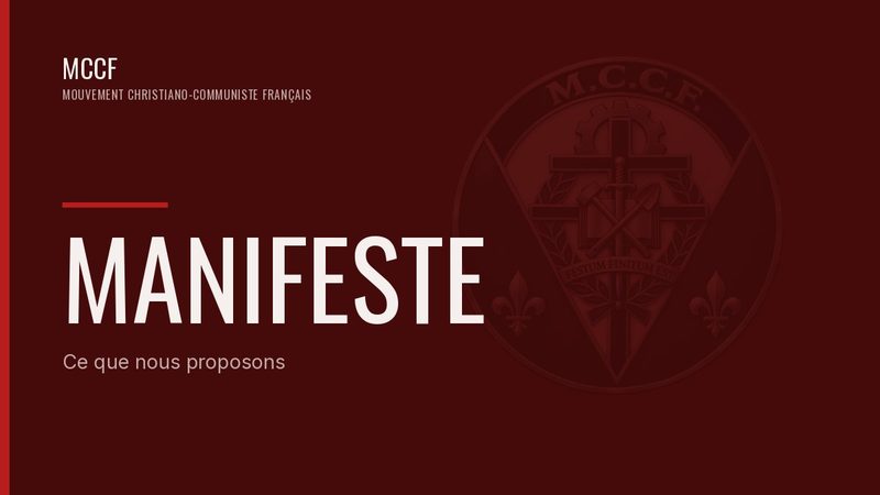 Emblème du MCCF — rubrique Manifeste