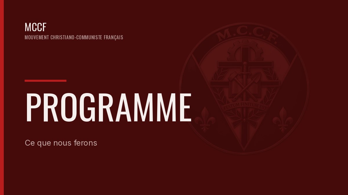 Emblème du MCCF — rubrique Programme